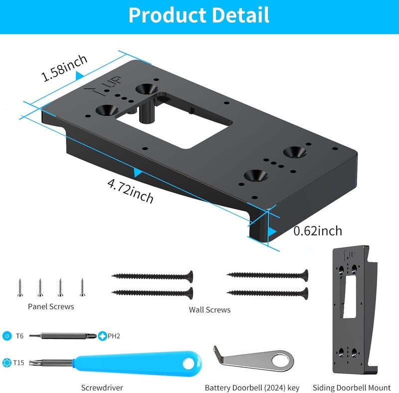Mamerry Doorbell Vinyl Siding Mount Compatible with Video Doorbell for Corner Mounting Wedge Kit (4" Standard Vinyl Siding Only) - Image 4